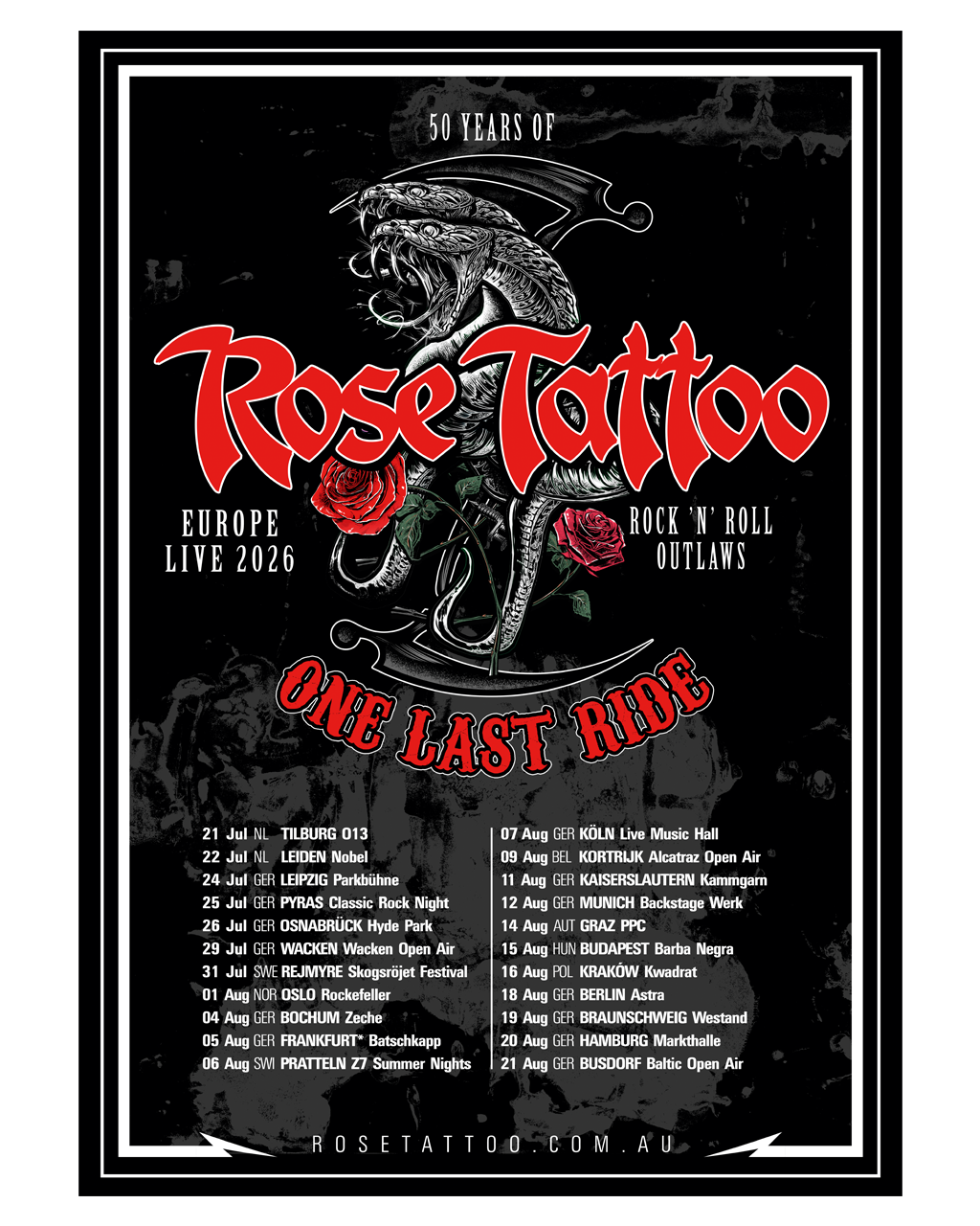 Rose Tattoo - One Last Ride Poster DIN A2